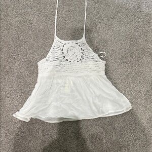 NWT Chic White Crochet Halter Blouse